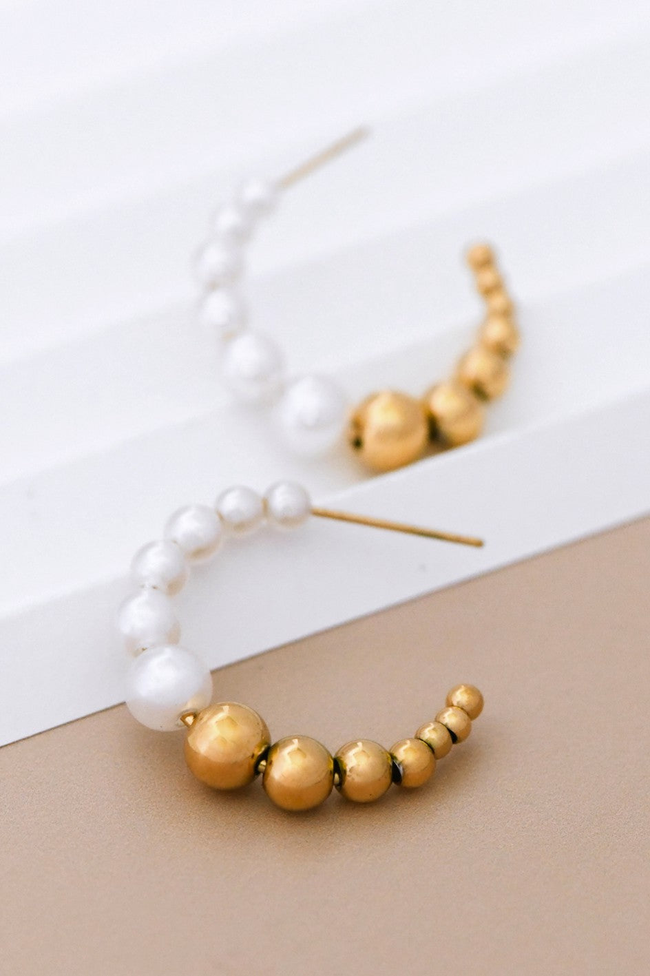 Pearl and Bead Hoop Earring