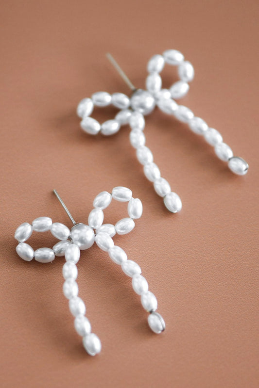 Pearl Bow Tie Earrings