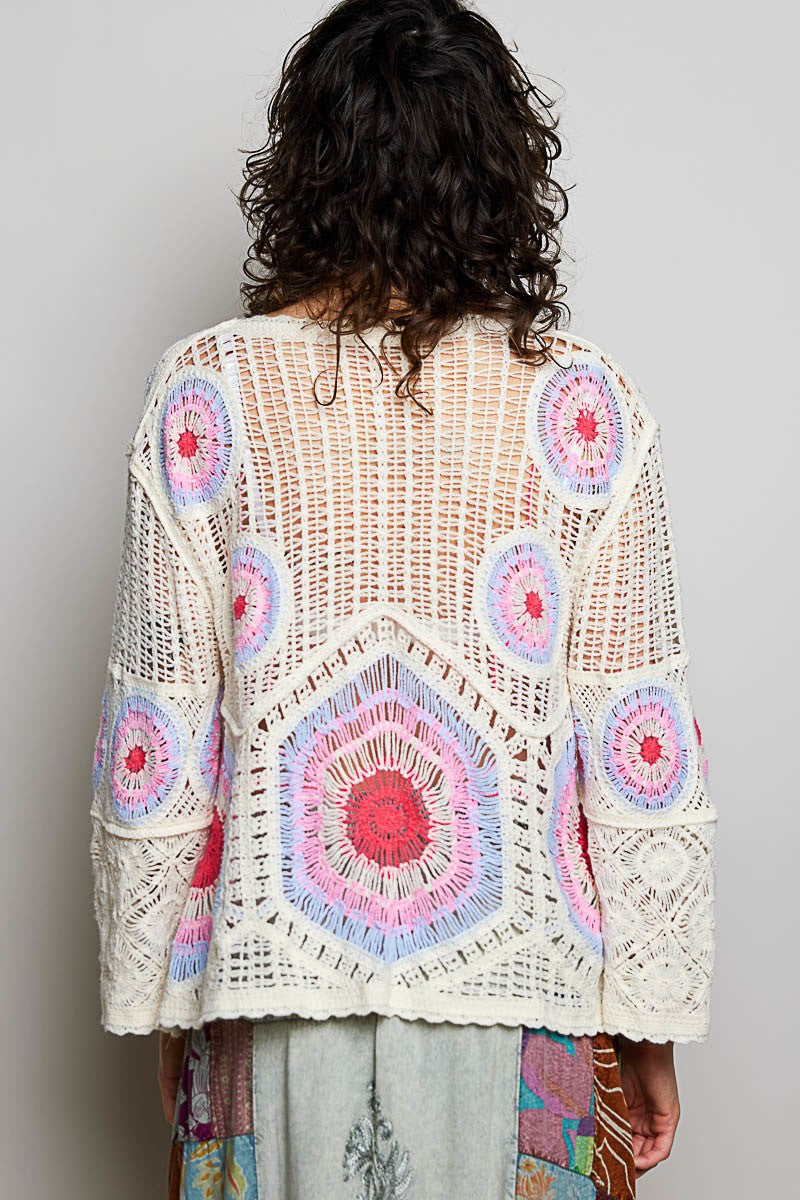 Pink/Blue Crocheted Sweater