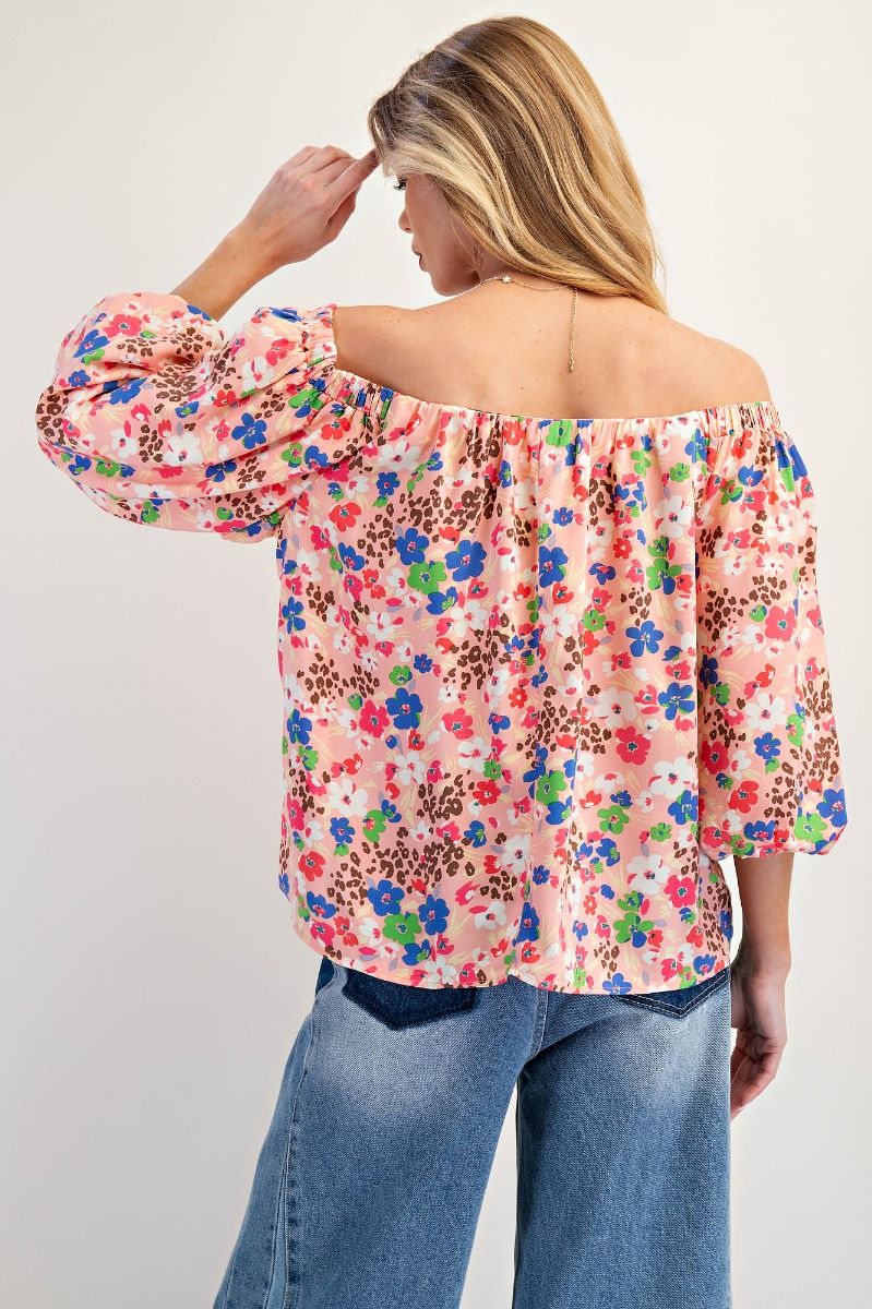 Off the Shoulder Posies Pink