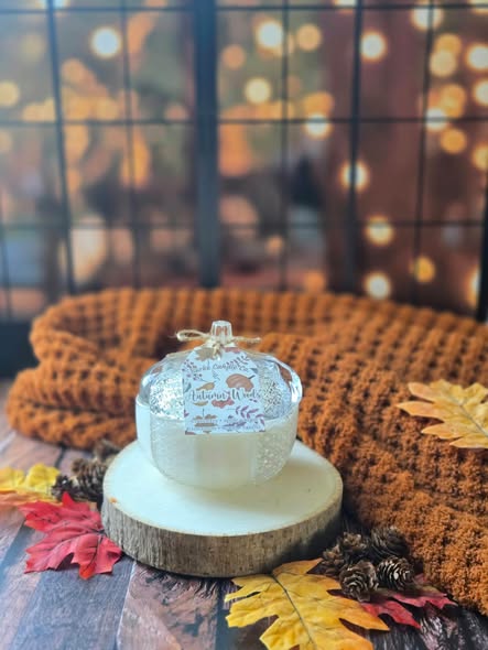 Glass Pumpkin Candle w/Lid