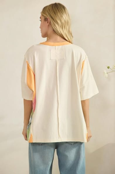 Rainbow Patchwork Colorblock Tee