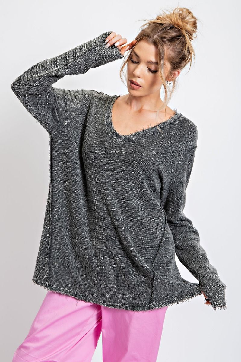 Reversed Terry Top Charcoal