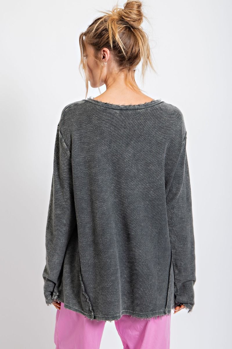 Reversed Terry Top Charcoal