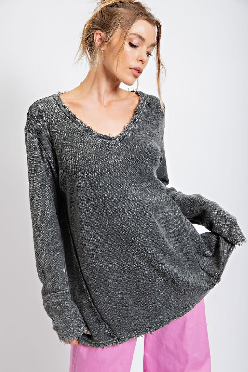Reversed Terry Top Charcoal