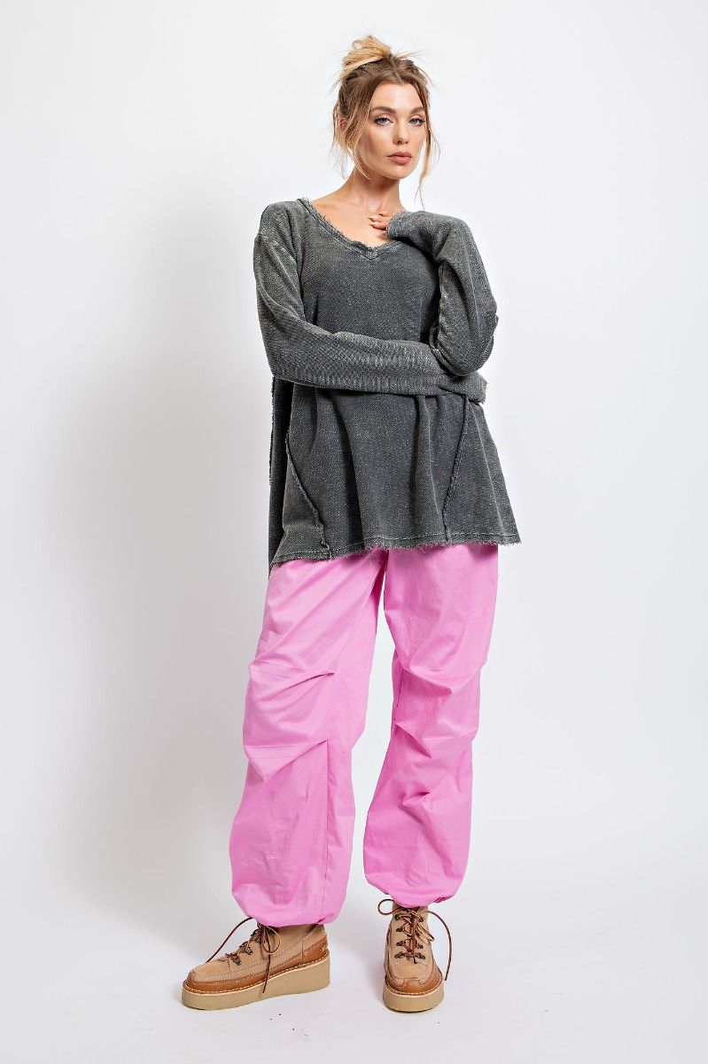 Reversed Terry Top Charcoal