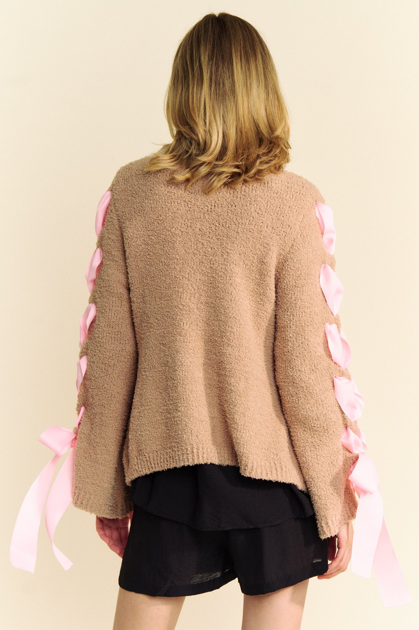 Ribbon Sleeve Sweater