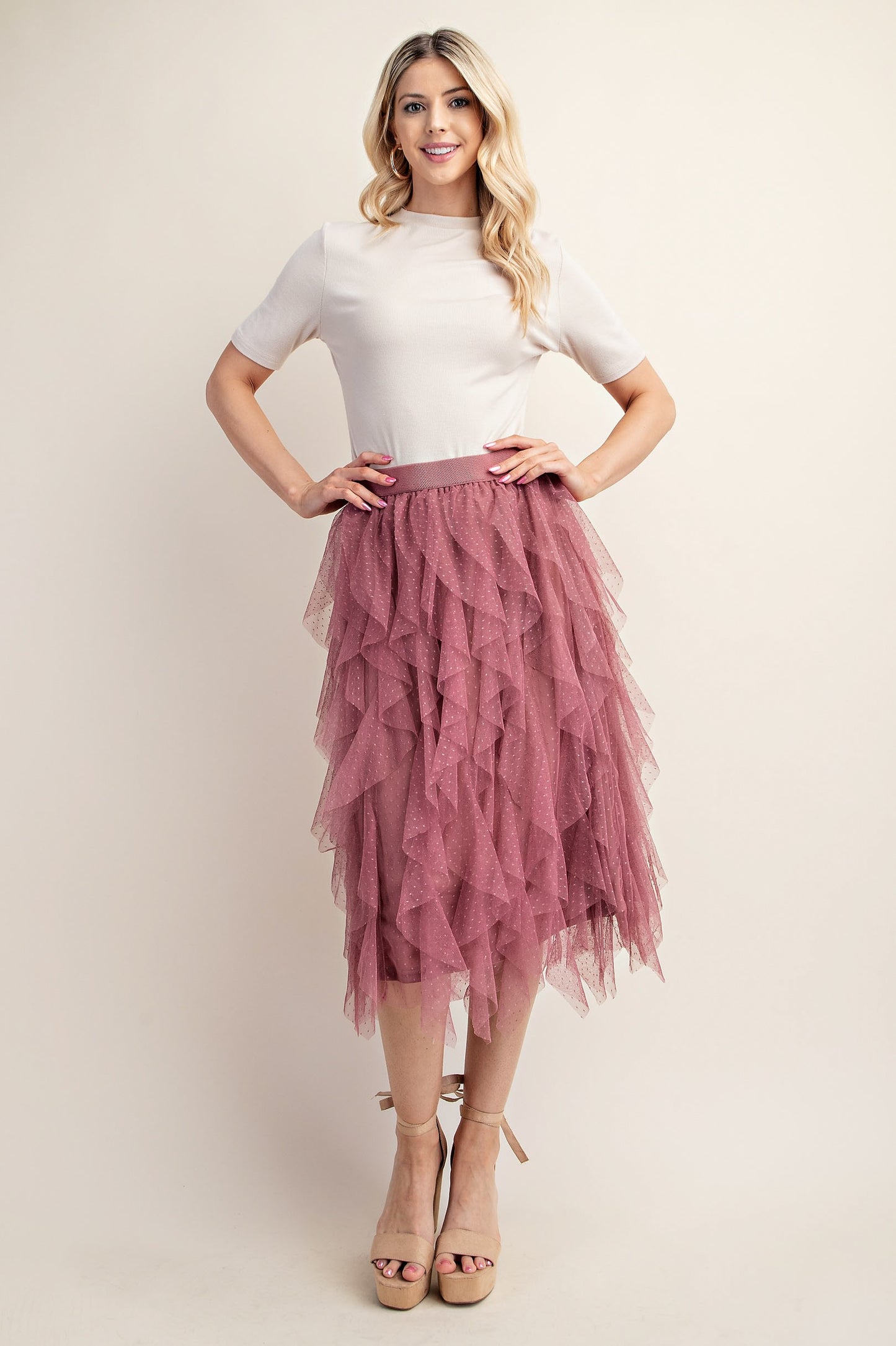 Flirty Swiss Dot Midi Skirt