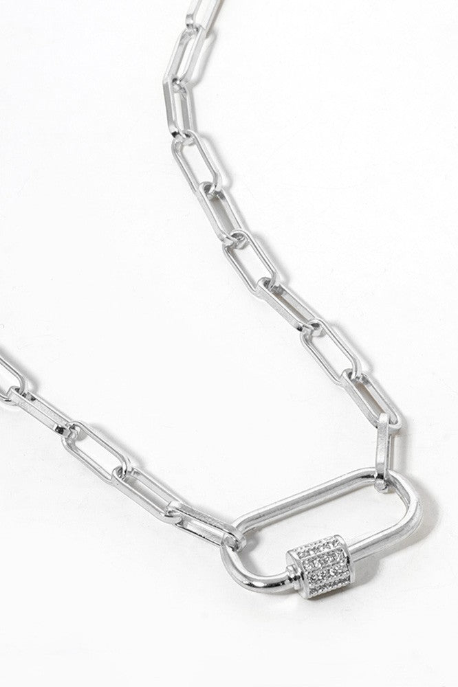 Paperclip Chain with CZ Carabiner