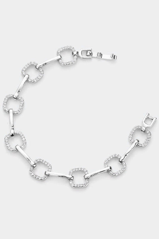 CZ Square Link Bracelet