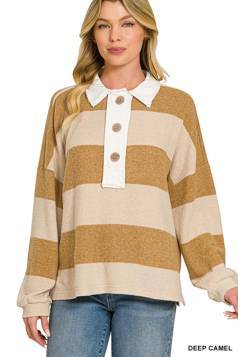 Brushed Fleece Polo Top