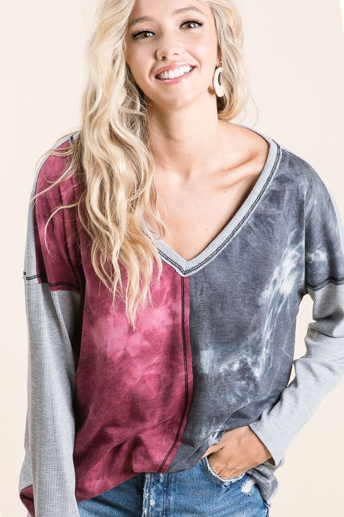 Soft Tie Dye V-Neck