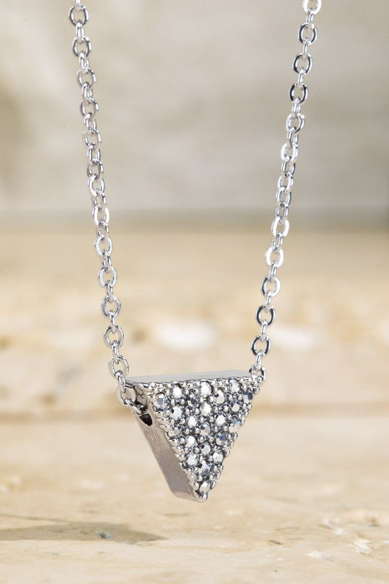 Triangle Pave Crystal Pendant Necklace