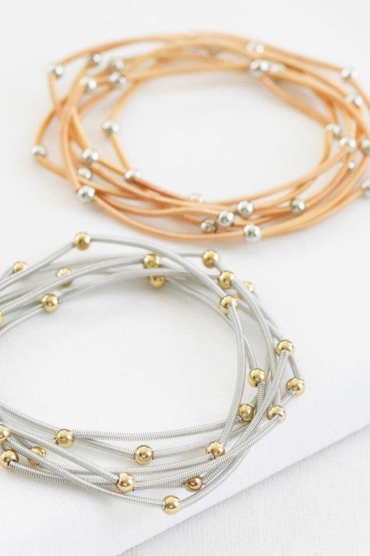Guitar String Bracelet with round Beads