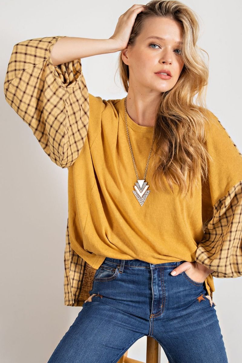 Mustard Top Plaid sleeves