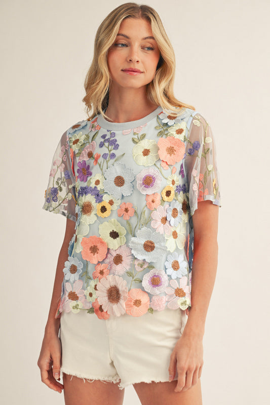 3-D Floral Top