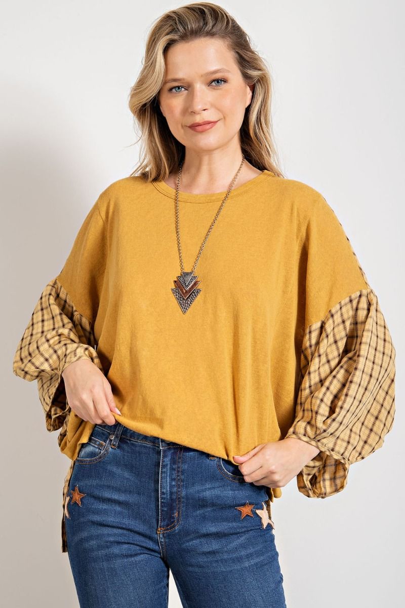 Mustard Top Plaid sleeves