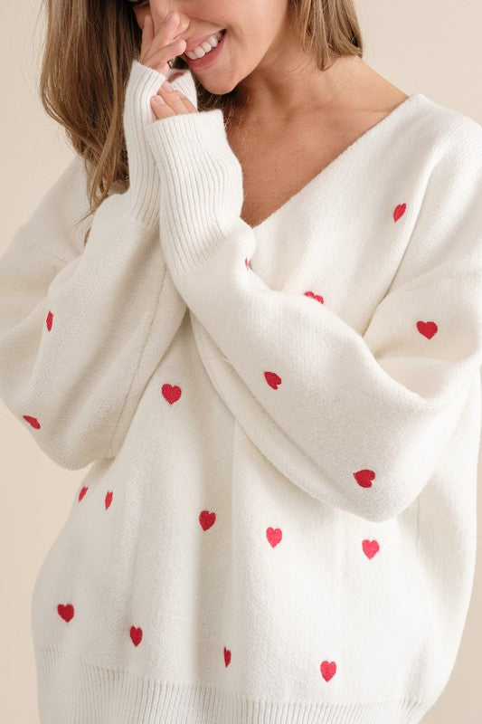 Sweet Heart White Sweater