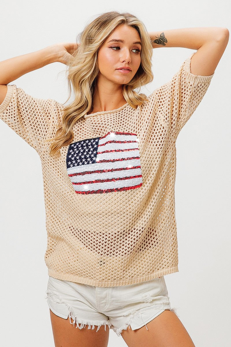 Sequin Flag Sweater