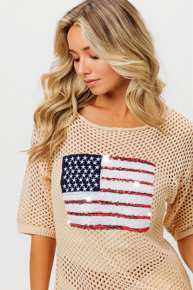 Sequin Flag Sweater