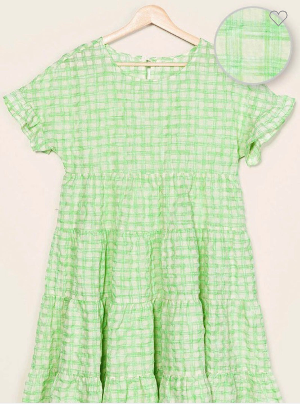 Green plaid tiered dress