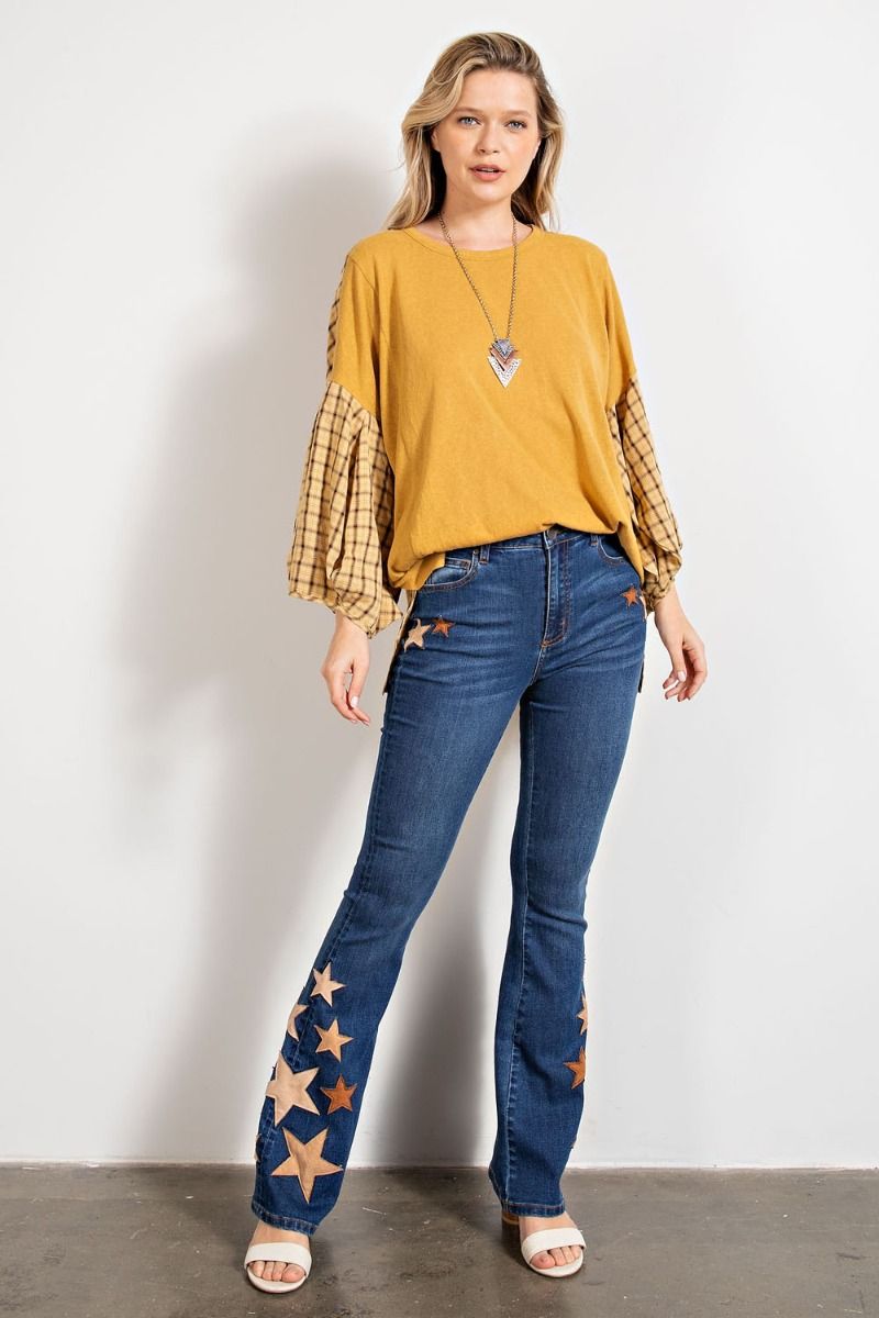 Mustard Top Plaid sleeves