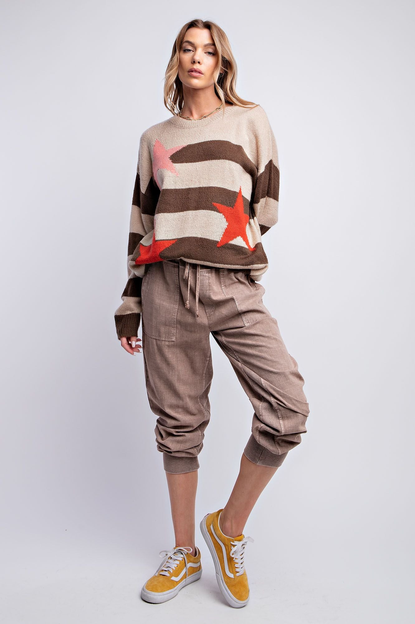 Brown Stripe Star Sweater