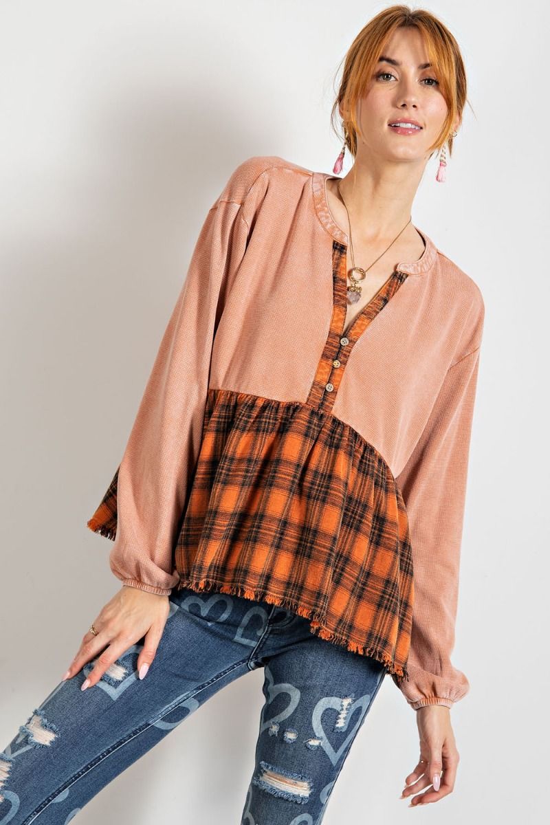 Pumpkin flannel baby doll top