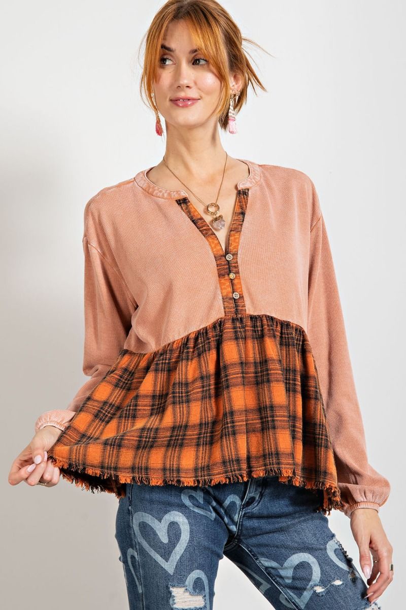 Pumpkin flannel baby doll top