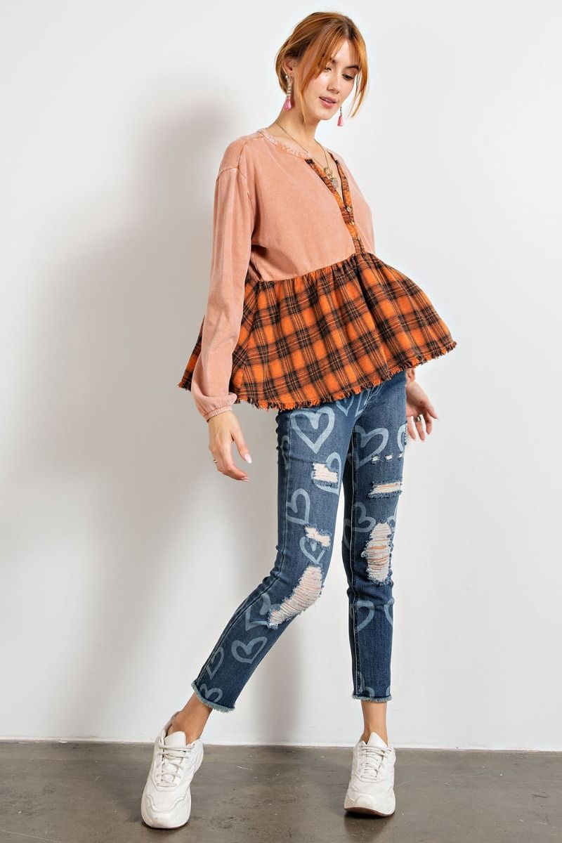 Pumpkin flannel baby doll top