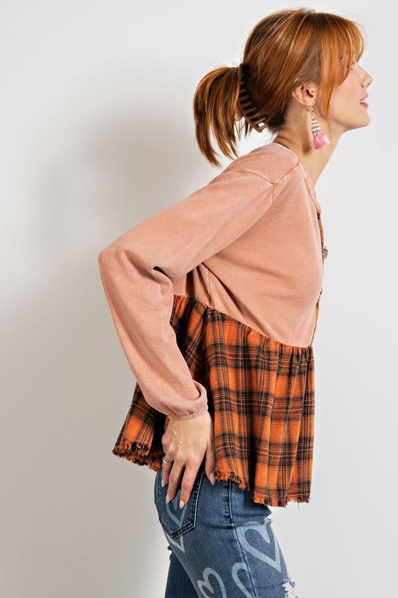 Pumpkin flannel baby doll top