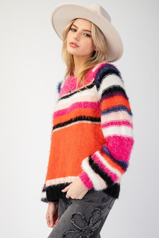 Orange and Pink Striped Sweater