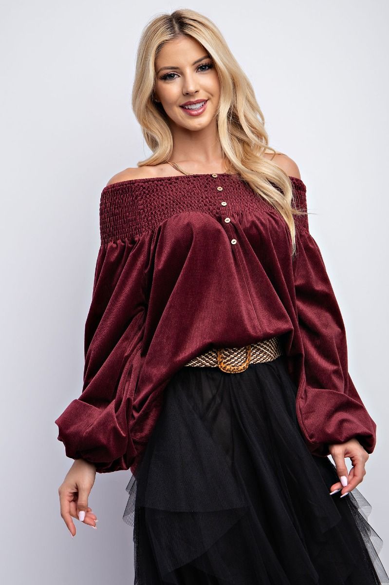 Velvet Top Deep Wine Plus Size