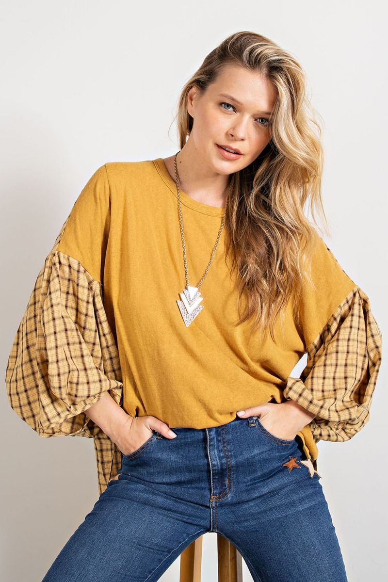 Mustard Top Plaid sleeves