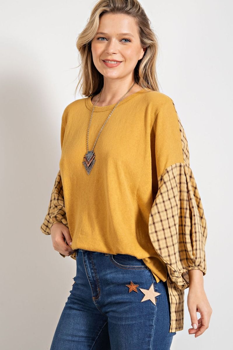 Mustard Top Plaid sleeves