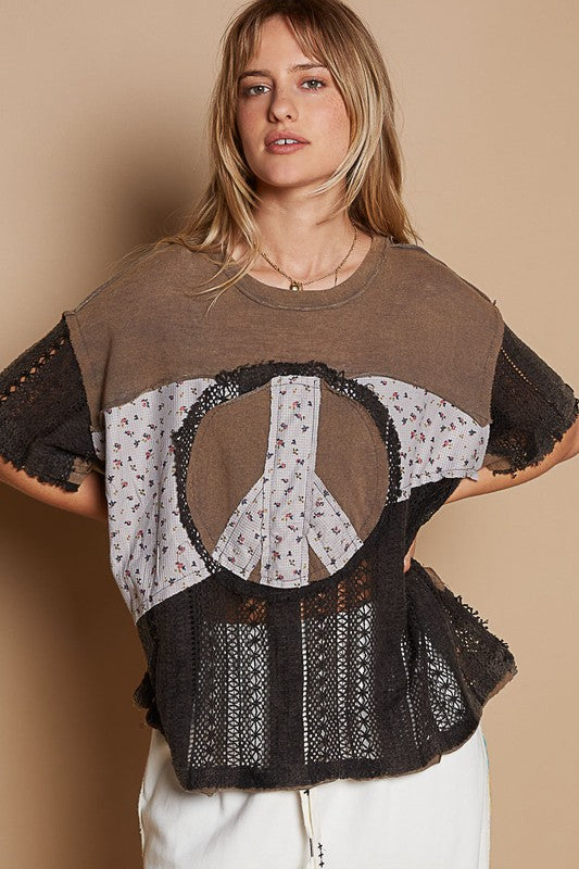 Lace patchwork Peace Top