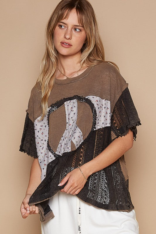 Lace patchwork Peace Top