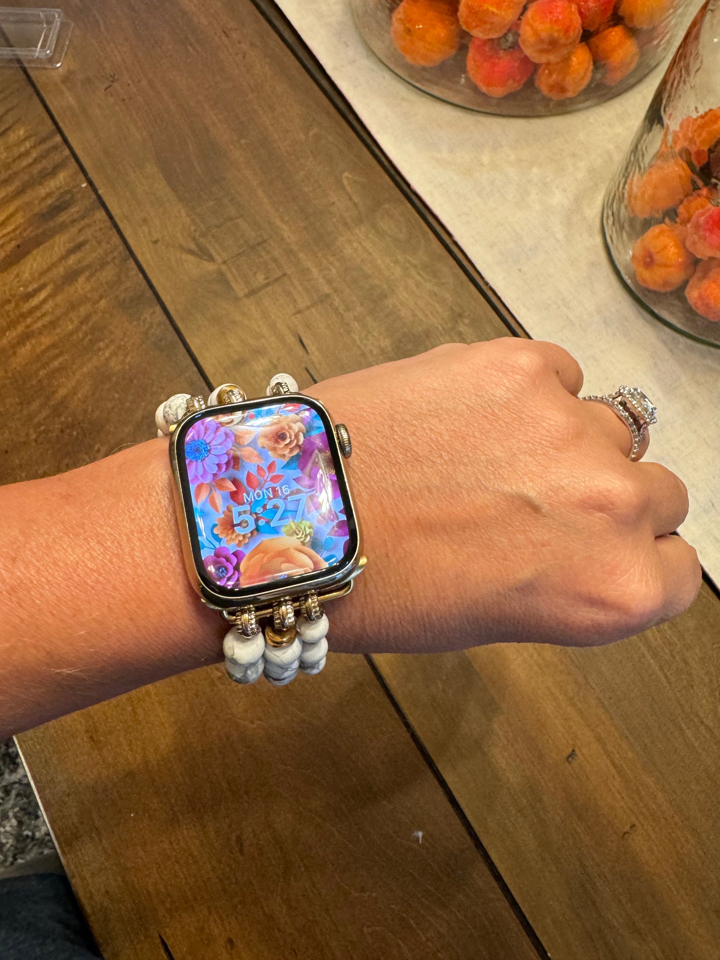 Natural Stone and Beaded Apple Watch Bracelet/Band