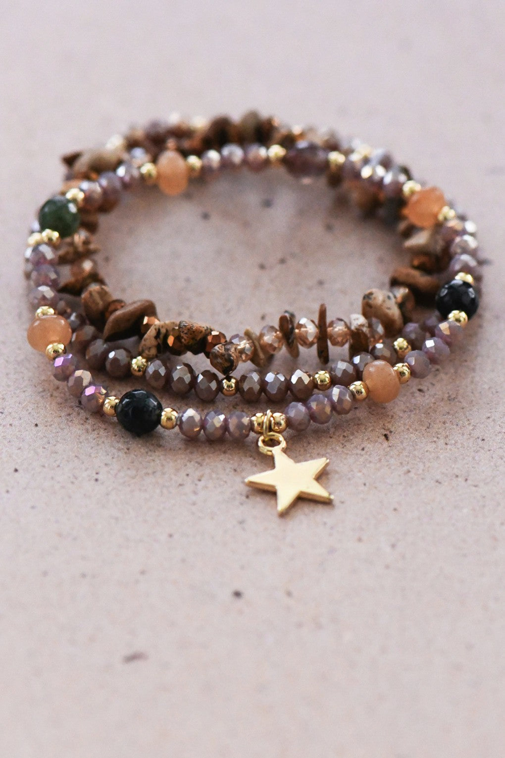 Beaded Stack Bracelet with Charm