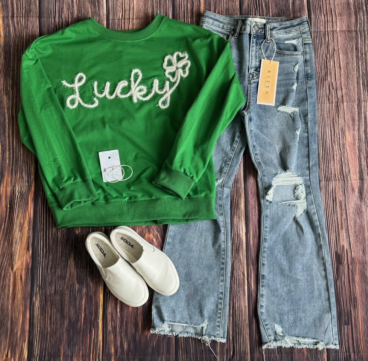 Lucky French Terry Top Green