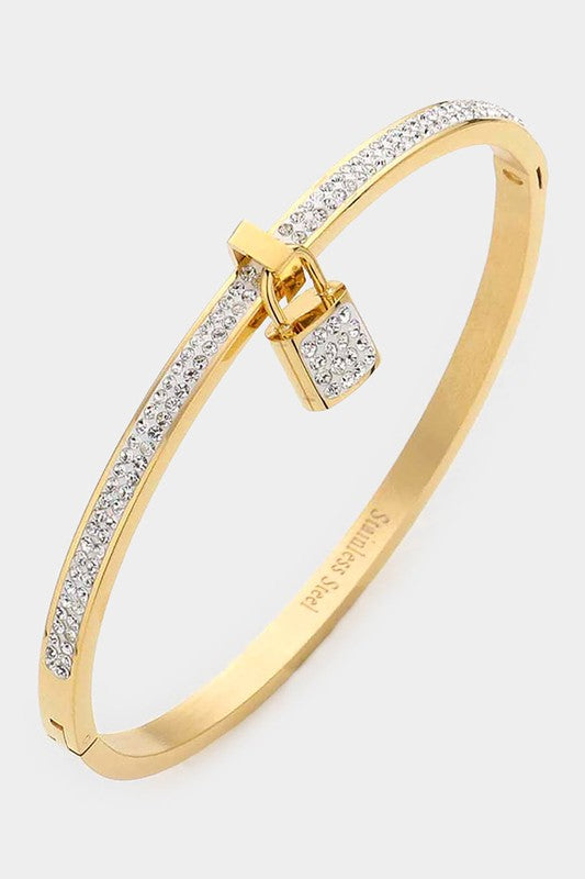 CZ Locket Bangle Bracelet