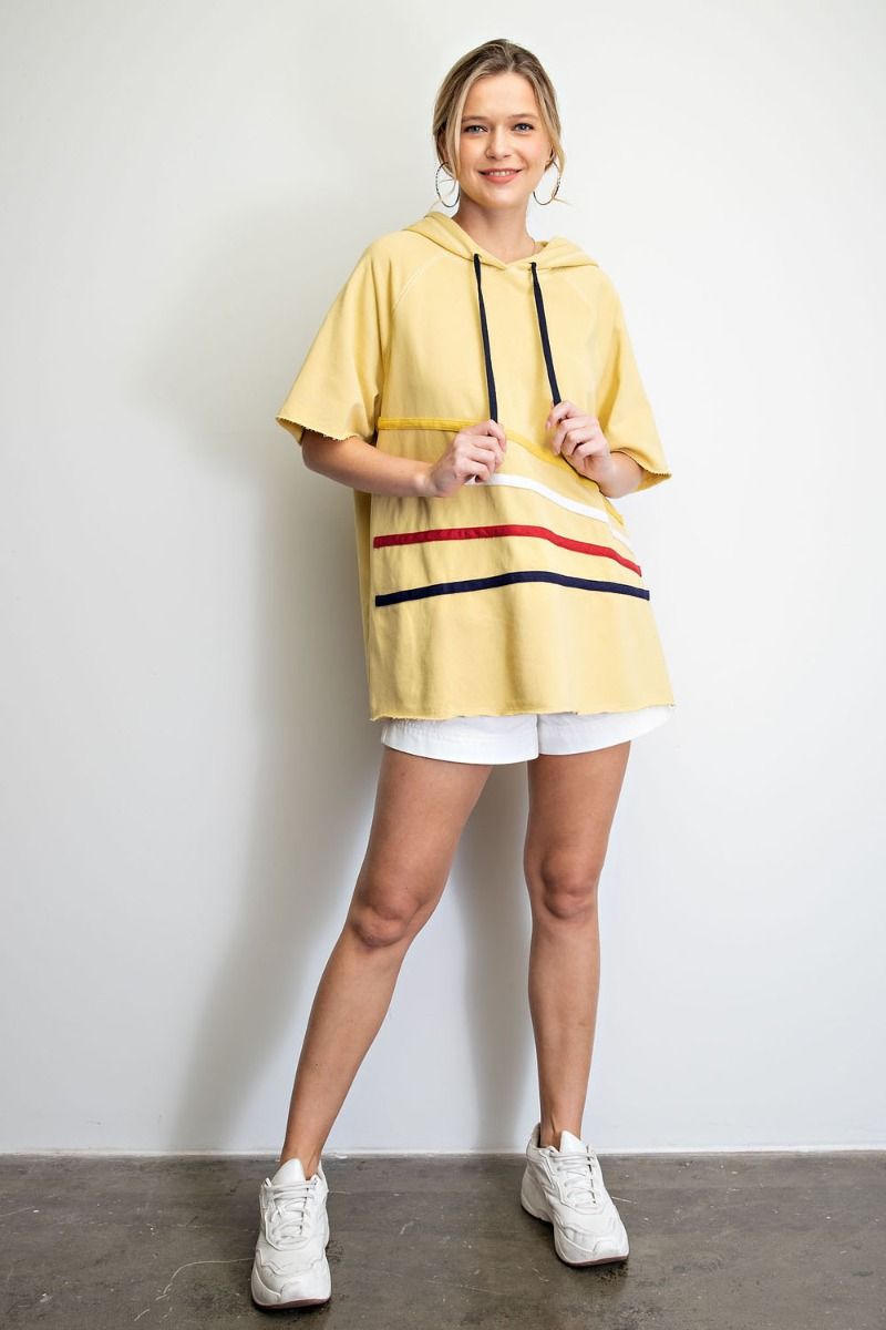 Yellow Short Sleeve Hoodie