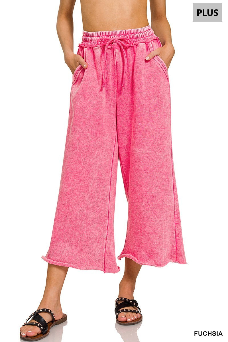 Acid Wash Plus Size Palazzo Pant