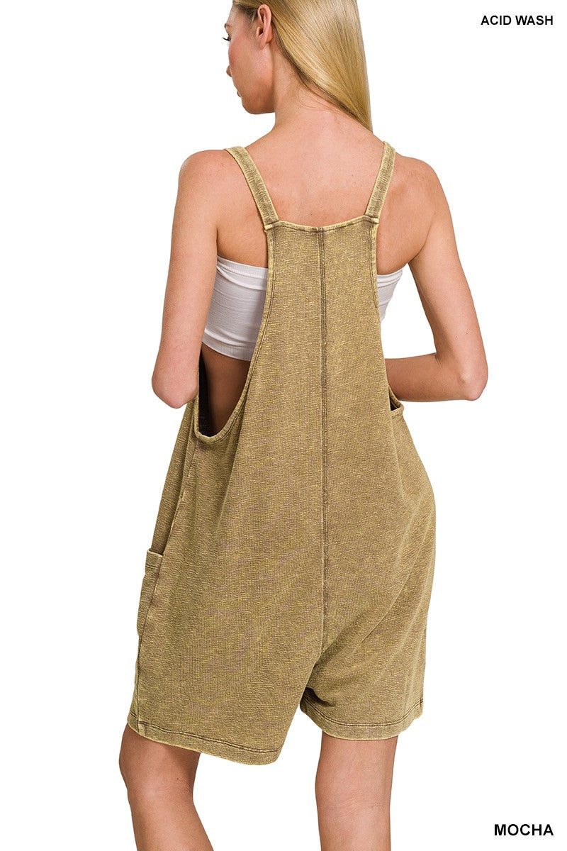 Acid Wash Shorts Romper