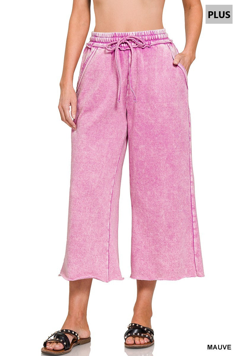 Acid Wash Plus Size Palazzo Pant