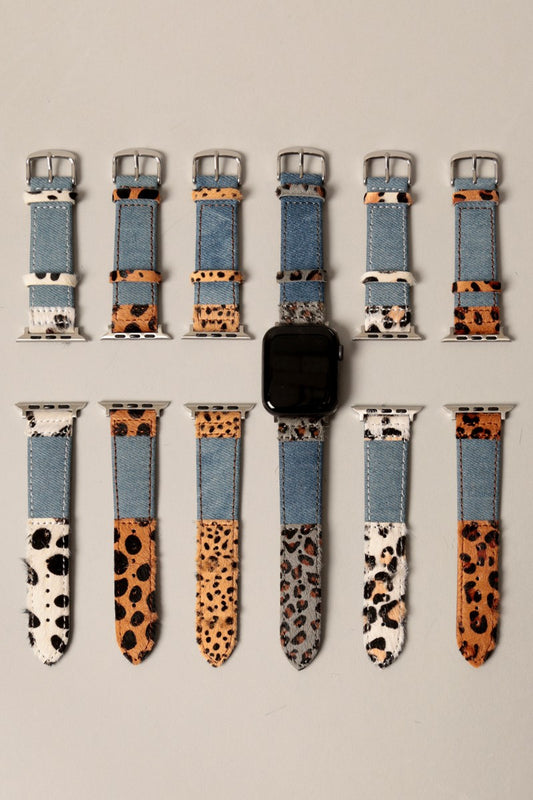 Animal Print Denim Watch Band