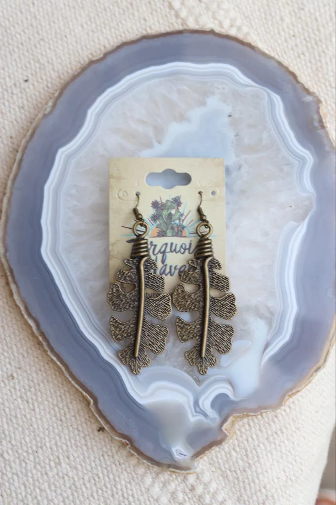 Antiqued gold leaf earrings