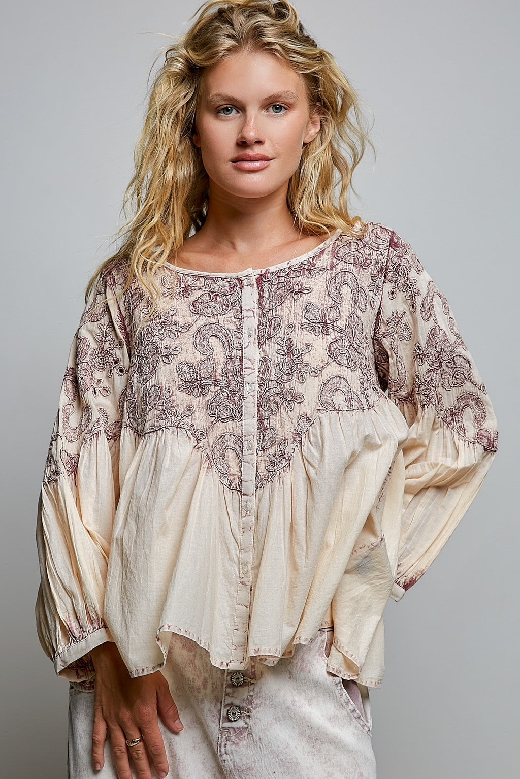 Burgundy Acid Wash Babydoll