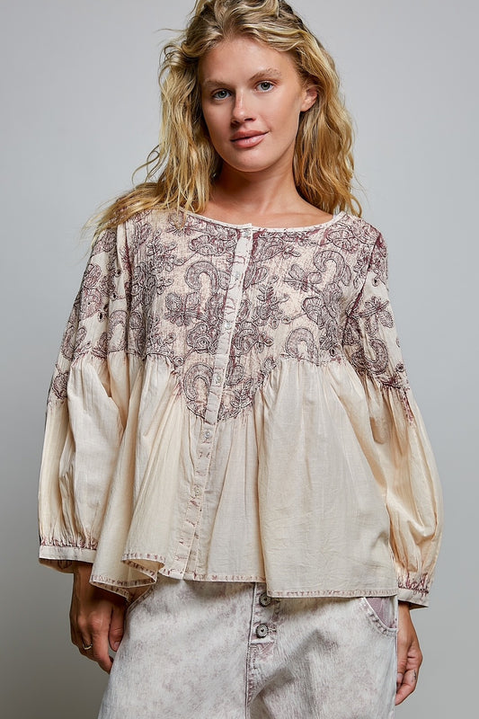Burgundy Acid Wash Babydoll
