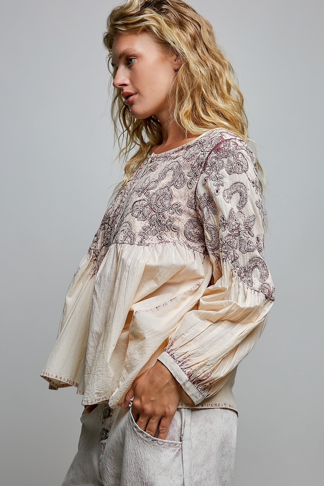 Burgundy Acid Wash Babydoll